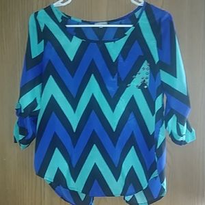 Blue and Black Chevron Shirt Small